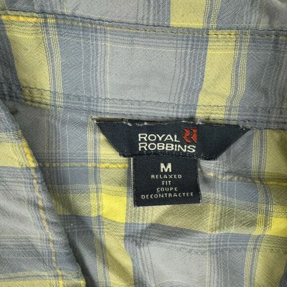 Royal Robbins Relaxed Fit Gray Yellow Plaid Button Up Shirt Short Sleeve Size M - Picture 3 of 6